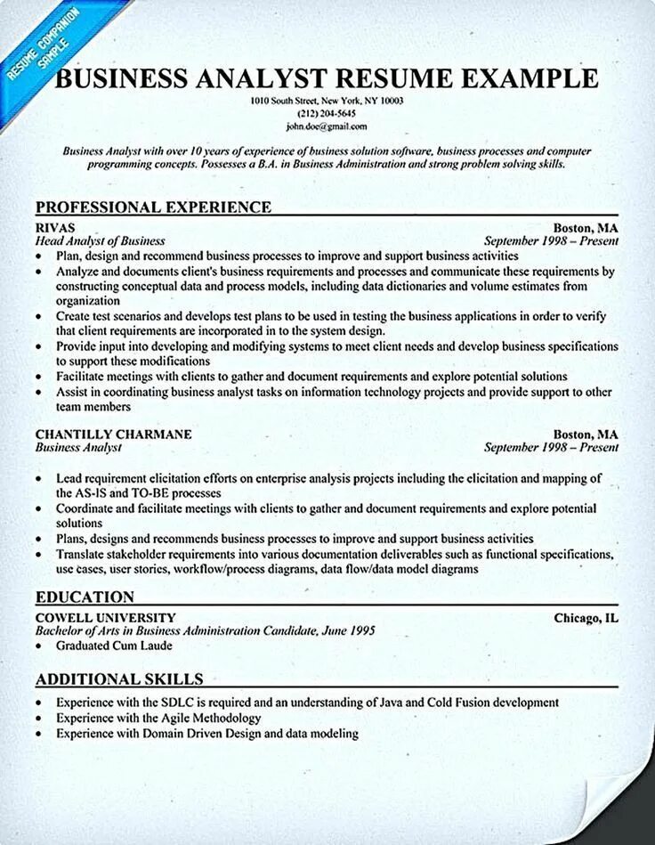 Business Analyst Resume Template Stcharleschill Template