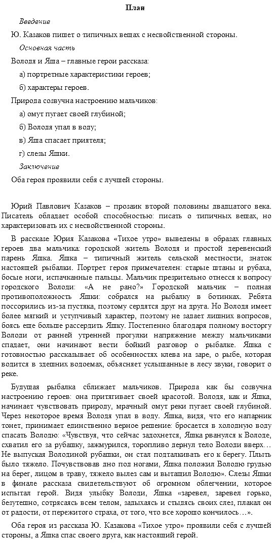 Почему заплакал яшка в рассказе тихое утро. Сочинение тихое утро.
