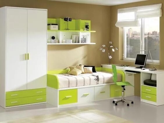 Бело зеленая детская. Детская мебель салатовая. Мебель для маленькой детской комнаты. Детская для мальчика в зеленых тонах. Салатовая детская комната.