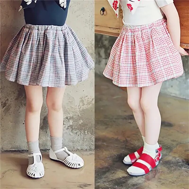 Маленькие фото юбок LadyStyle Women High Waist Solid Color Stripe Pleated A Line Mini School Skirt с
