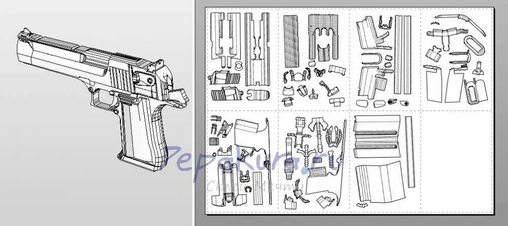 Дигл из бумаги. Схема пистолета Desert Eagle. Чертёж пистолета Desert Eagle. Desert Eagle 50 AE чертеж.