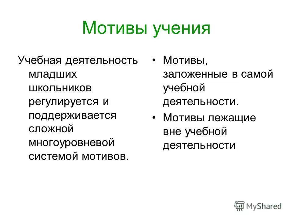 Мотивы учения обучения