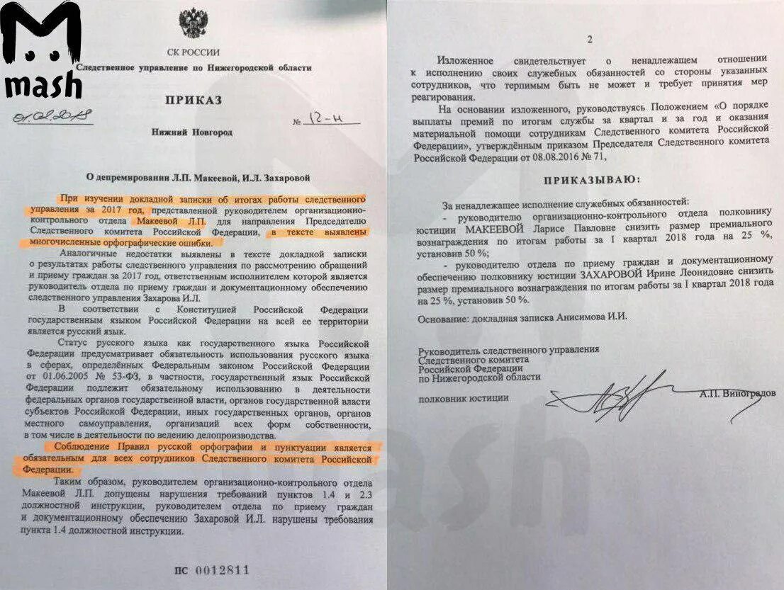 Приказы скр