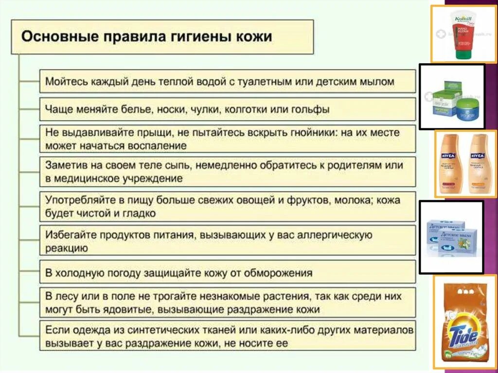 Таблица правил личной гигиены. Памятка по личной гигиене человека. Памятка по гигиене кожи биология 8 класс. Памятка гигиена кожи 9 класс. Гигиенические требования кожа