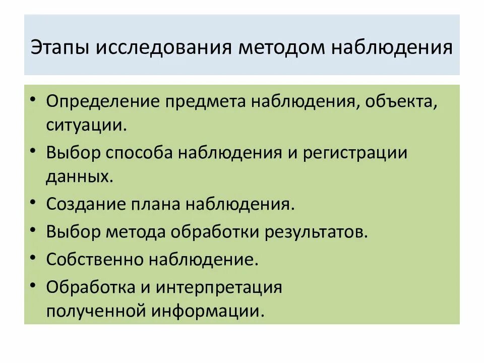 Методы наблюдения. Этапы организации наблюдения. Методы обследования наблюдение. Методика проведения наблюдения. Укажите этапы наблюдения