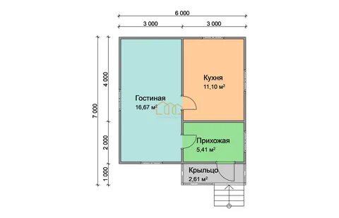Проект домика 6х6 одноэтажный