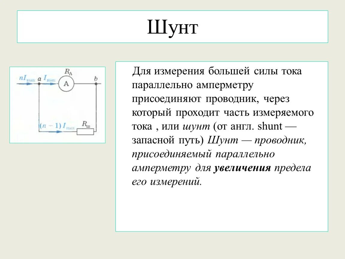 Подключение шунта