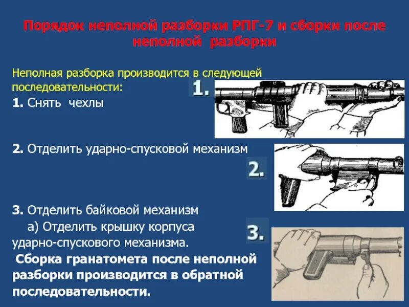 РПГ 7 ударно спусковой механизм. Порядок неполной разборки РПГ 7. РПГ 7 устройство схема. Сборка после неполной разборки. Неполная разборка и сборка после неполной разборки