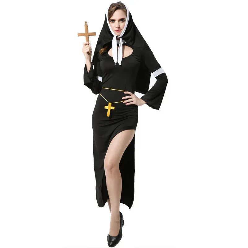 Nun cosplay. Костюм монахини. Платье монашек. Костюм монашки с вырезом.