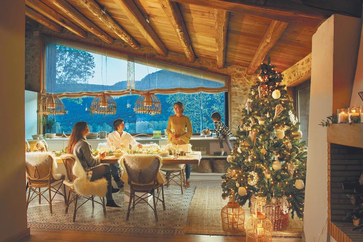 новогодний интерьер. новый год семья. встретить новый год в загородном доме. новогодние интерьеры загородных домов. новогодняя комната.