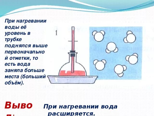 Почему при откачивании воздуха вода. При нагревании вода. Вода при нагревании расширяется. Опыт с нагреванием воды. При нагревании вода поднимается.