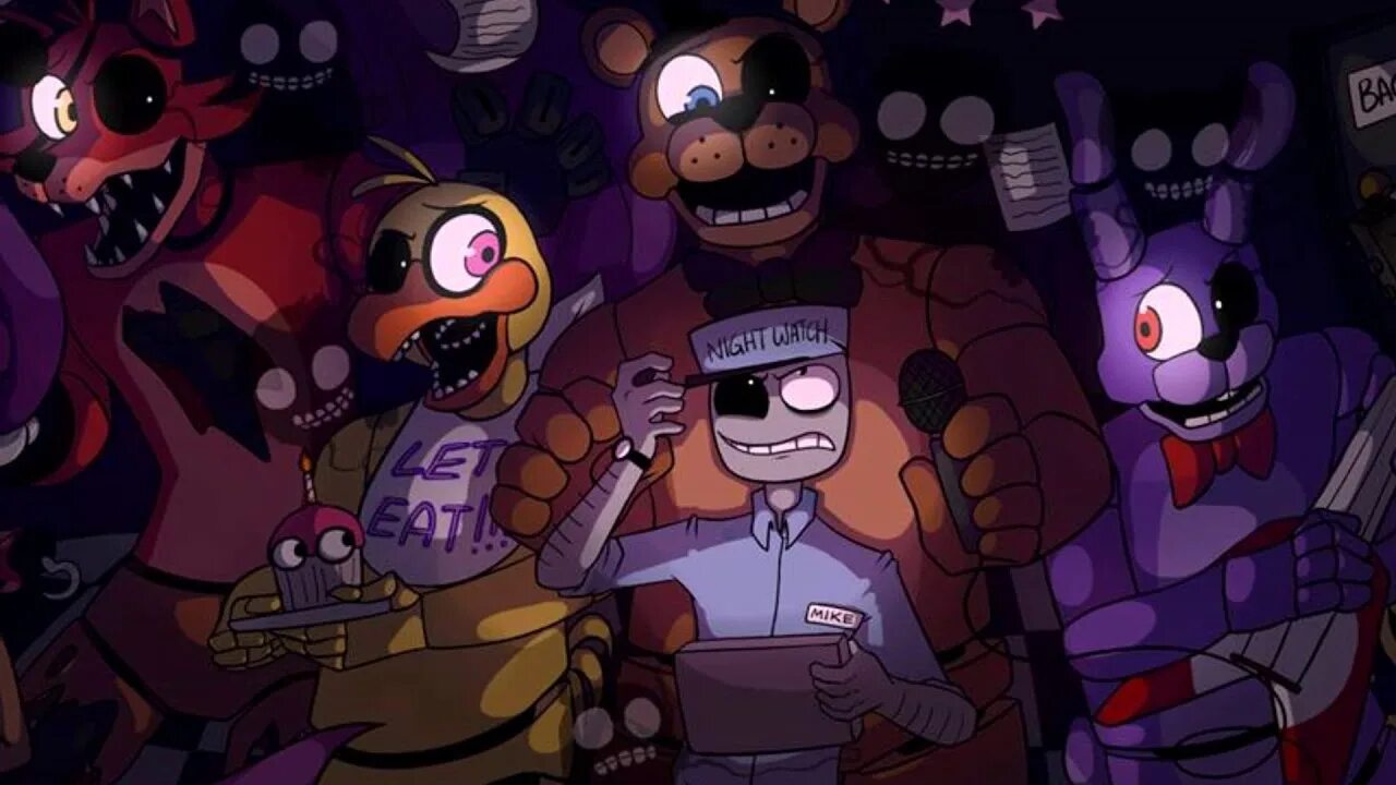 Музыка nights at freddy s. Скотт Коутон и АНИМАТРОНИКИ. ФНАФ охранник и АНИМАТРОНИКИ. 5 Ночей с Фредди Майк. Майк Шмидт ФНАФ И АНИМАТРОНИКИ.