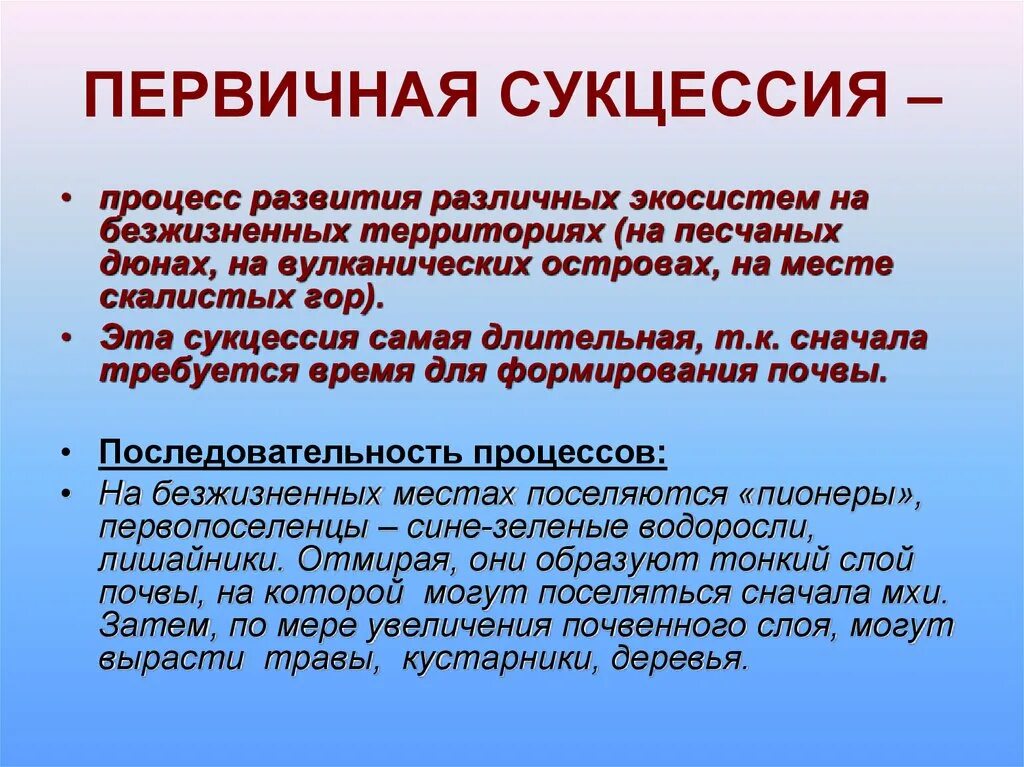 Первичная сукцессия это