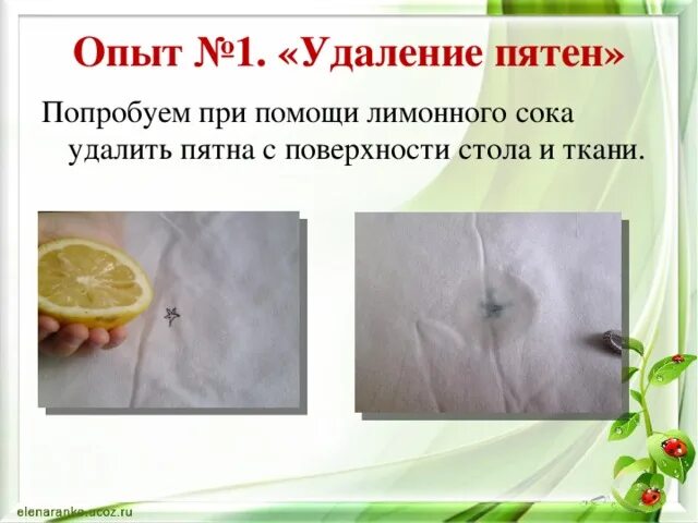 Удалить пятно от сока. Опыты с тканью. лимонный сок от пятен. опыт с лимоном и йодом. как удалить пятно от сока.