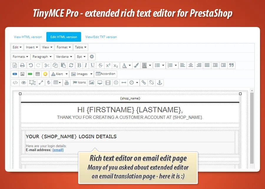 Rich text editor. Rich text editor