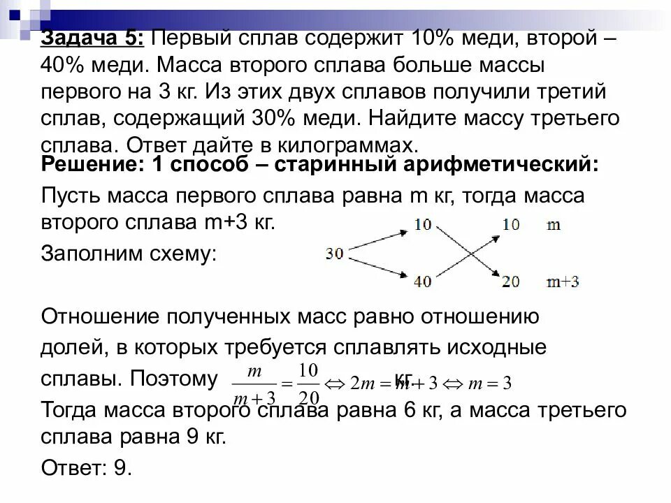 Первый сплав 10 меди второй 40. Старинный способ решения задач на смеси и сплавы. Метод рычага в решении задач на сплавы растворы и смеси. Имеется два сплава. Первый сплав содержит 5% меди. Способ решения задач на сплавы с рыбкой.