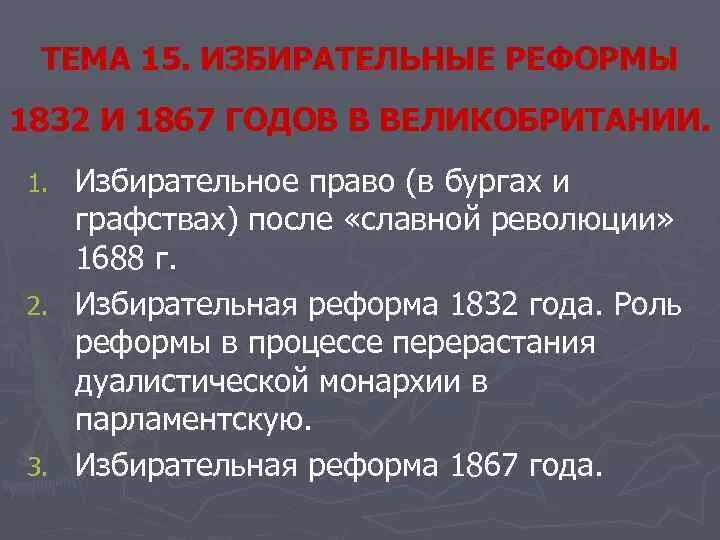 Избирательная реформа 1867г в Англии кратко. Избирательные реформы 1884-1885 гг в Англии. Избирательная реформа в Англии 1832. Реформа 1832 года в Великобритании. Имущественный ценз какая реформа