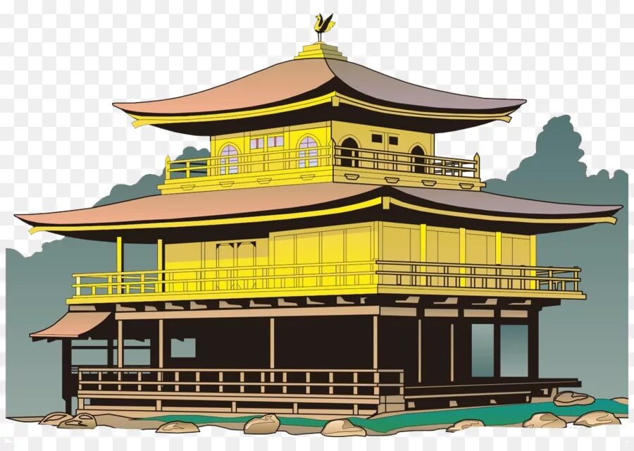 Китайский домик. Японские здания. Японский дом мультяшный. Японская архитектура 2 д.