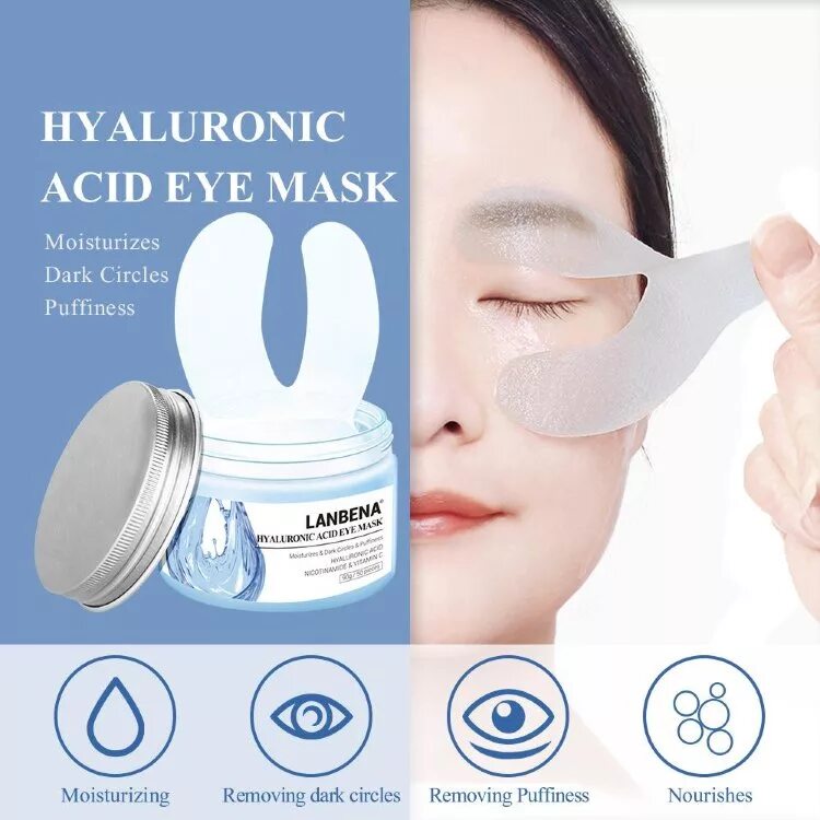 LANBENA патчи для глаз. Ланбена Hyaluronic acid Eye Mask. Eye Mask Hyaluronic acid патчи. Патчи для глаз LANBENA "Hyaluronic acid Eye Mask" (с гиалуроновой кислотой) 50 шт. Маска против отеков