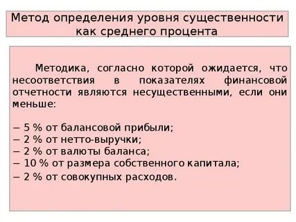 Рассчитать единый показатель уровня существенности
