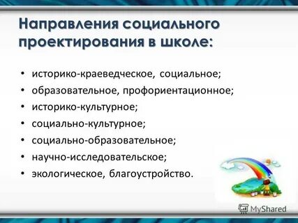 Направления социально значимых проектов