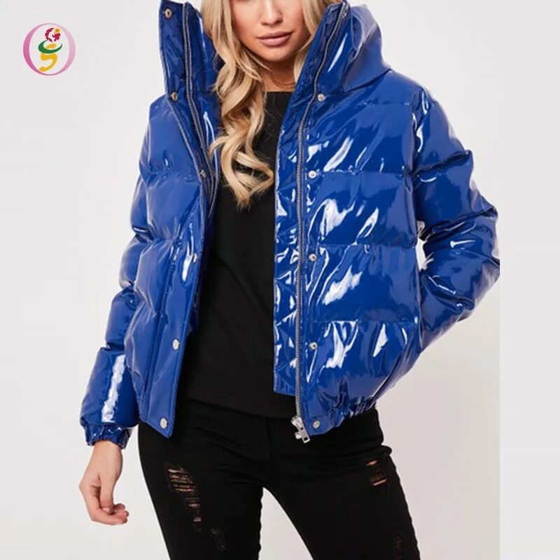 Пуховик с блеском. Куртка Puffer Jacket синяя. Blue Puffer Jacket Womens. Guess Puffer Shine Jacket. Синяя куртка женская.