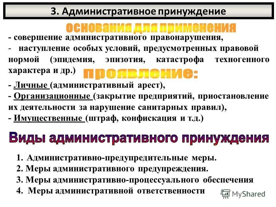 Иные меры административного принуждения. Основания административного принуждения. Виды административного принуждения виды принуждения. Видцыадминистративного принуждения. Административно правовое принуждение.