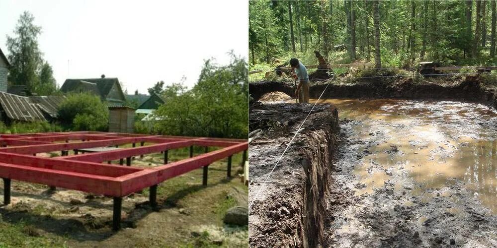 Фундамент на болотистой местности. Дом на болотистой местности. Фундамент для заболоченной местности. Фундамента на болотистой.