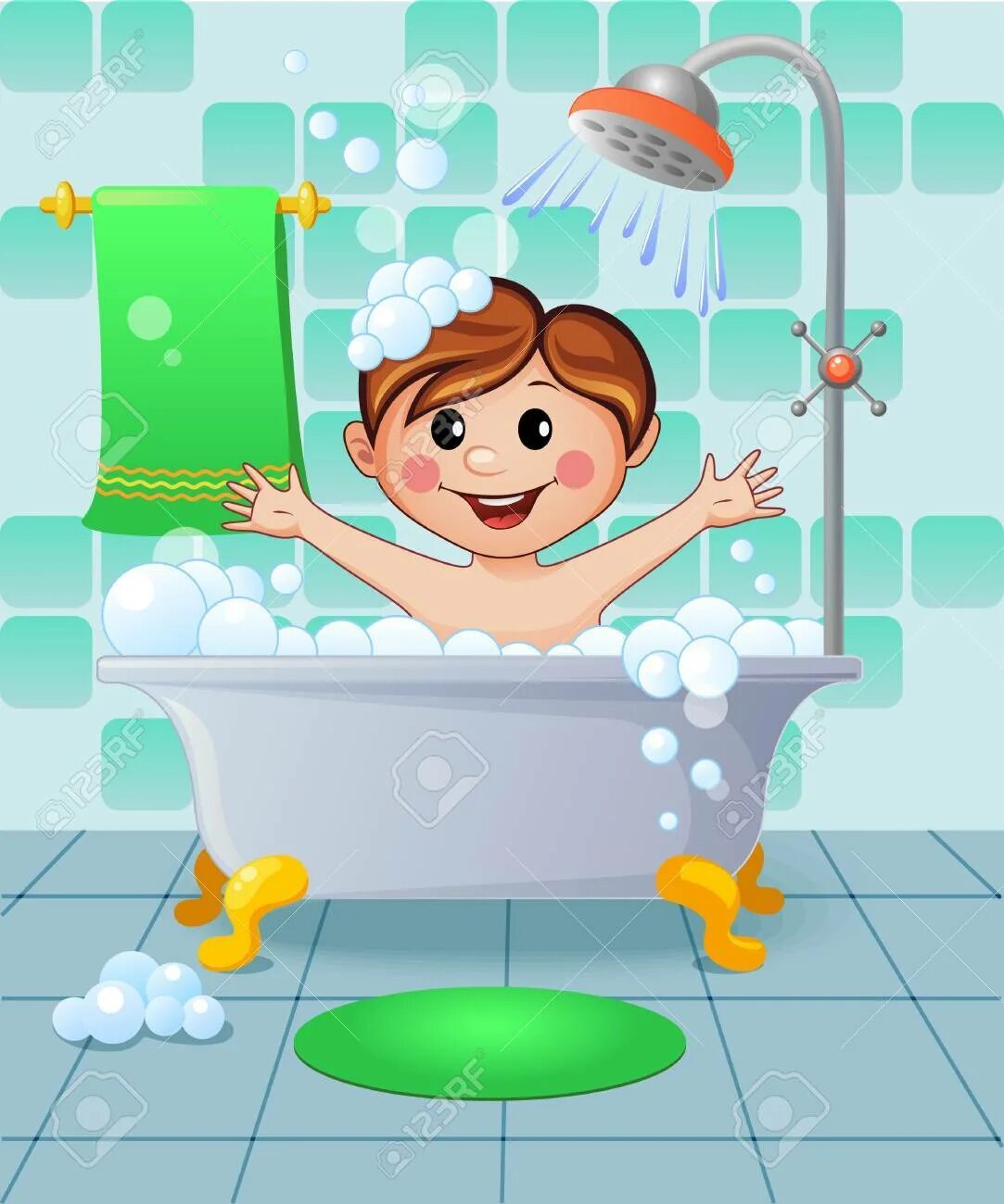 He s in the bath