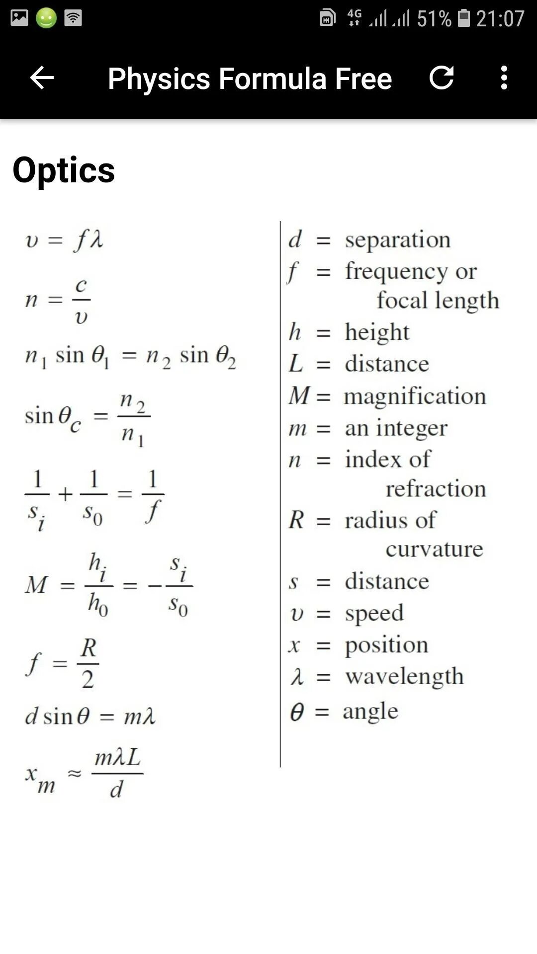 Physics formulas