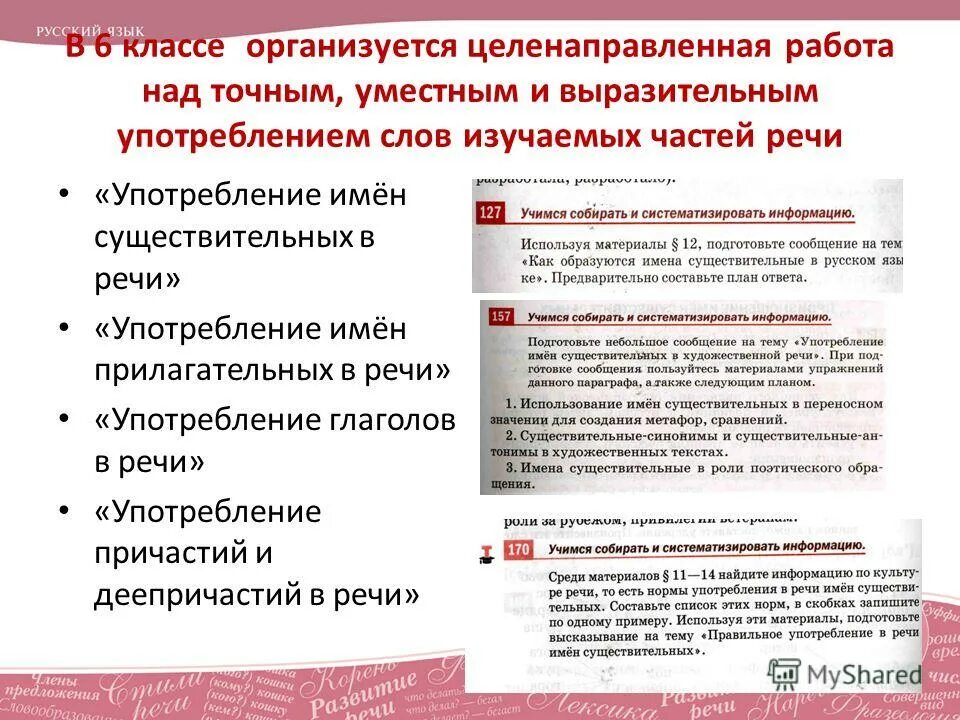 значение и употребление имен существительных в речи