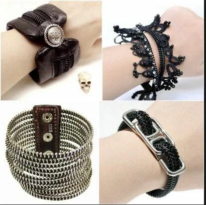 Что можно сделать из старых молний Jeweled Zipper Bracelets $30.00 Zipper jewelry, Denim jewelry, Zipper bracelet