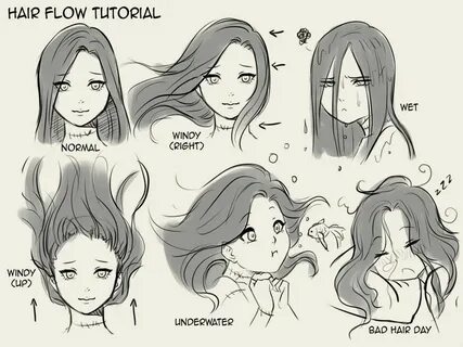 Image of Long, flowing hair anime hair reference