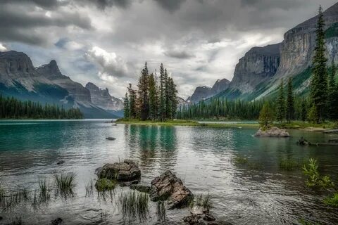 Phone wallpaper: Lake, Mountains, Trees, Rocks, Nature, Landscape free down...