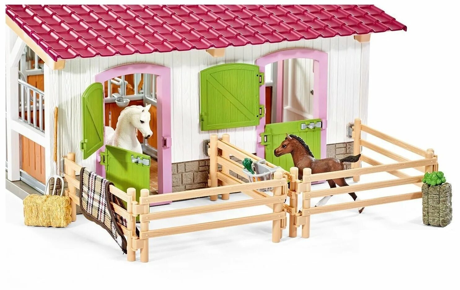 Schleich конюшня 42344. Игровой набор Schleich конюшня с аксессуарами 42344. Игровой набор Schleich конюшня с наездницей и лошадьми 42344. Schleich (шляйх) конюшня. Покажи конюшню