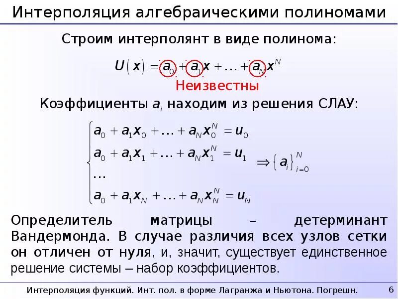 Интерполяция функций полиномами. Интерполяция функций полиномами
