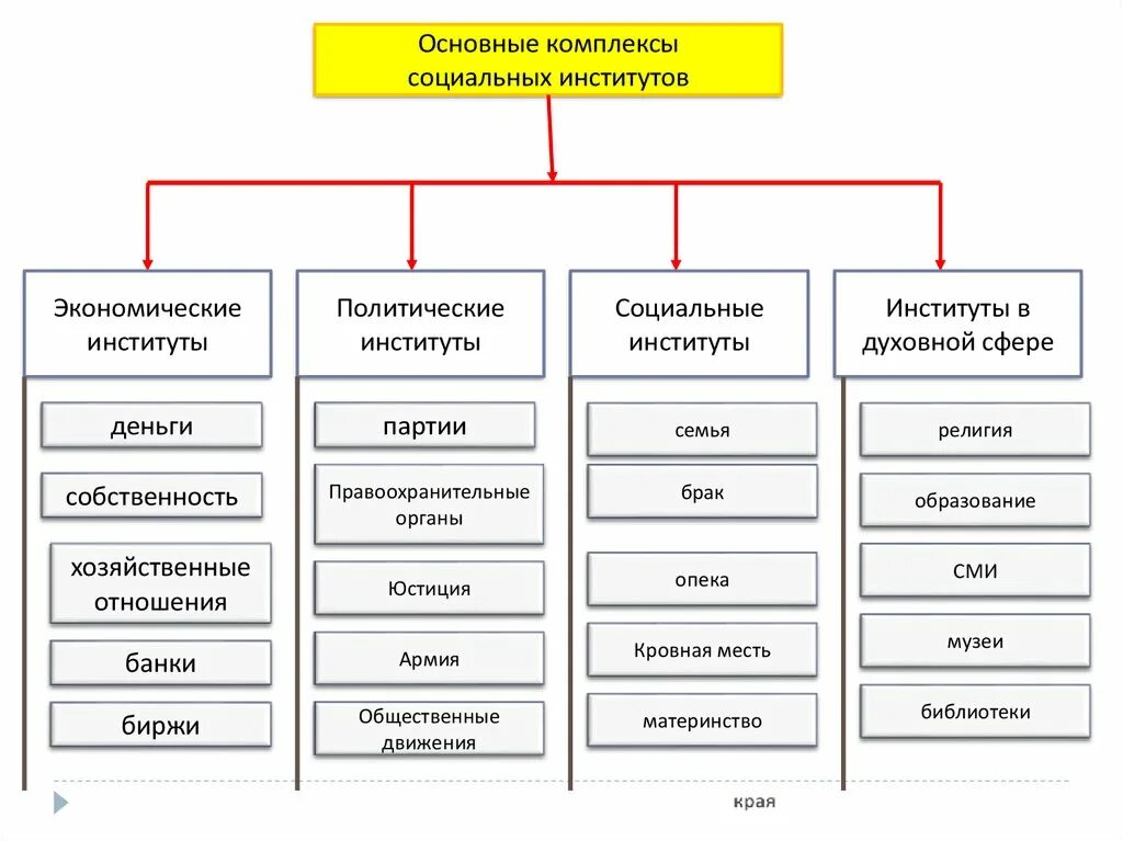 Функции различных социальных институтов