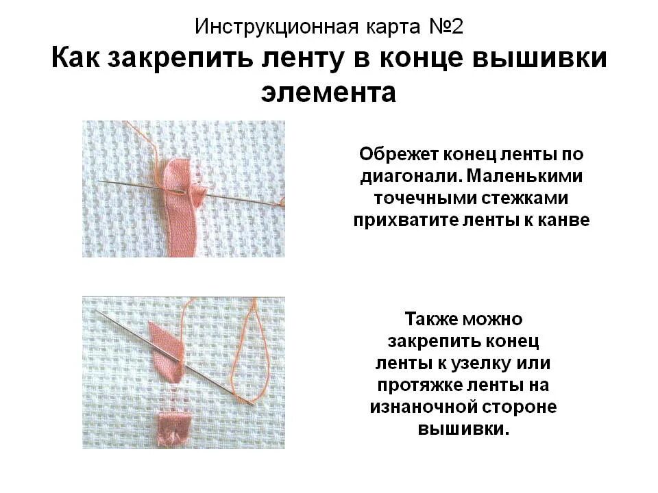 Как закрепить нитку. Закрепление нити в конце вышивки. как закрепить ленту в конце вышивки. закрепить нить в конце вышивки. вышивка лентами закрепление ленты.