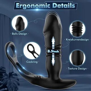 12 vibrating 3 thrusting prostate massager with dual cock rings