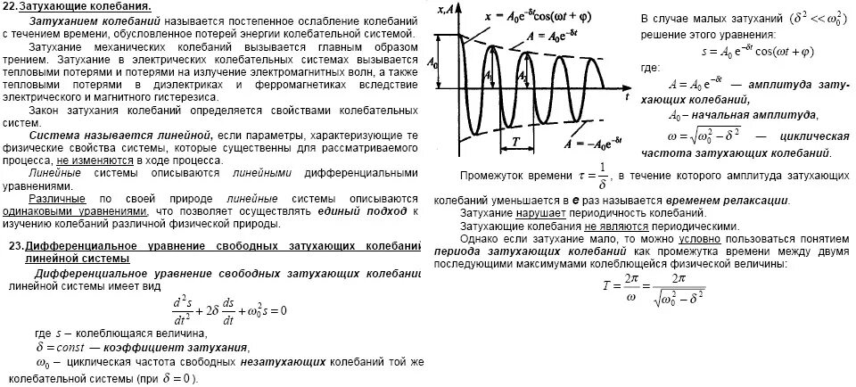 Добротность системы при затухающих колебаниях. Параметры затухающих колебаний график. Затухающие колебания характеристики затухающих колебаний. График затухающих гармонических колебаний.