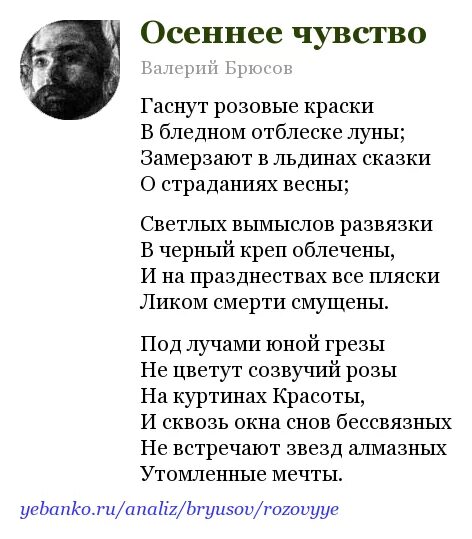 Стихотворение в я Брюсова. Брюсов первый снег анализ стихотворения 7 класс