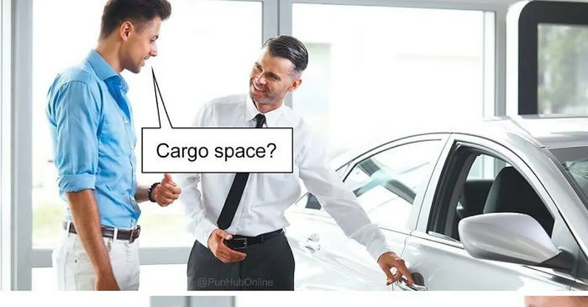 She to work by car. Cargo Space meme. Car go Space. Cargo Space? Car no do that car go Road. Cargo Space Cargo Road.