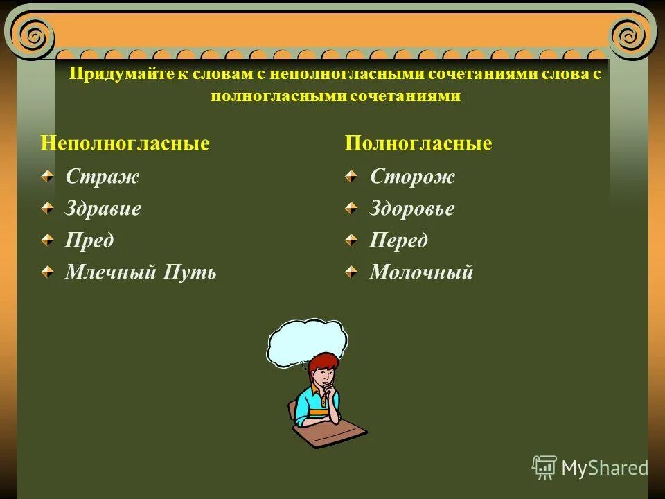 Подобрать слова с полногласными. Полногласные и неполногласные сочетания примеры. Слова с неполногласными сочетаниями. Слова с полногласными и не полнлглассными сочитаниями. Слова с полногласными сочетаниями.