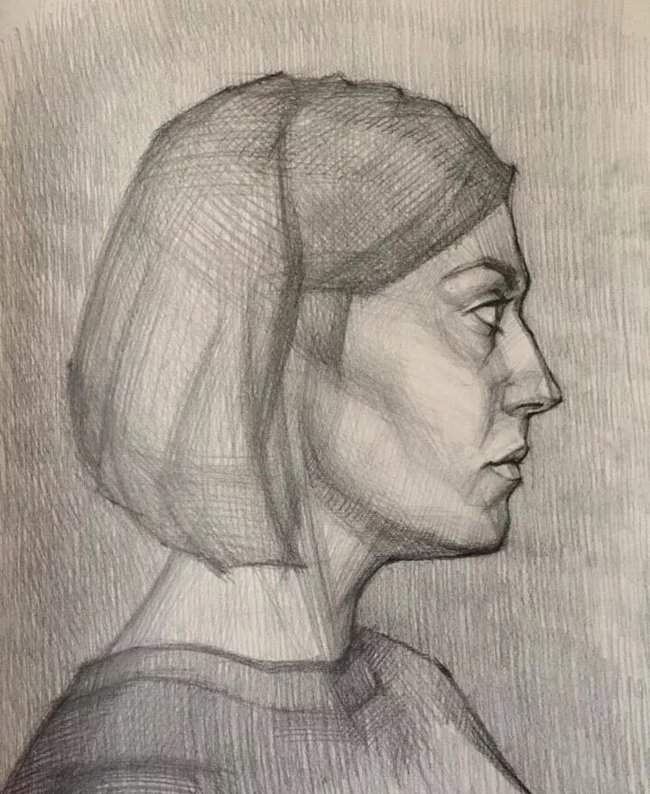 Зарисовки лица человека. Стилизация портрета. Девушка карандашом. Очертания лица. Силуэт лица мужчины.