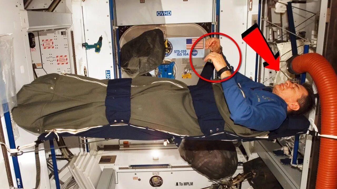 Спящий космонавт. Космонавт на кровати. спальные мешки мкс. сон космонавтов мкс. сон на мкс.