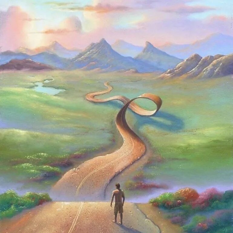 Выбор жизненного пути человека легкие горы. Путь иллюстрация. Дорога к счастью. Пейзаж дорога в большой мир. Предназначение иллюстрация.