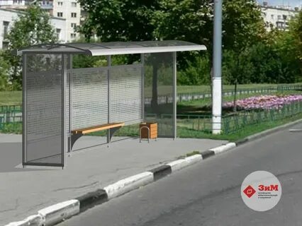 Остановочный павильон на тротуаре