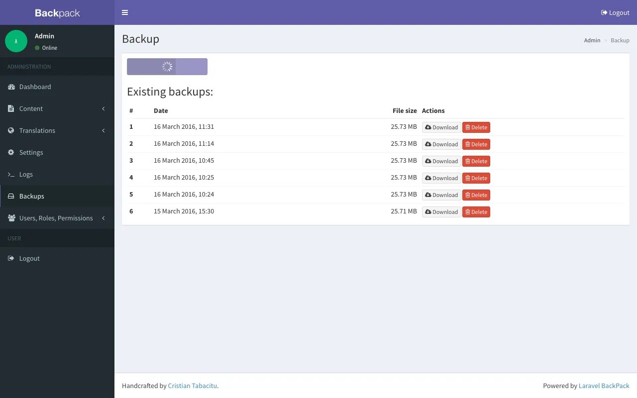 Usergate mail server. Admin backup. 2. Backpack laravel. Acronis cyber backup 12.