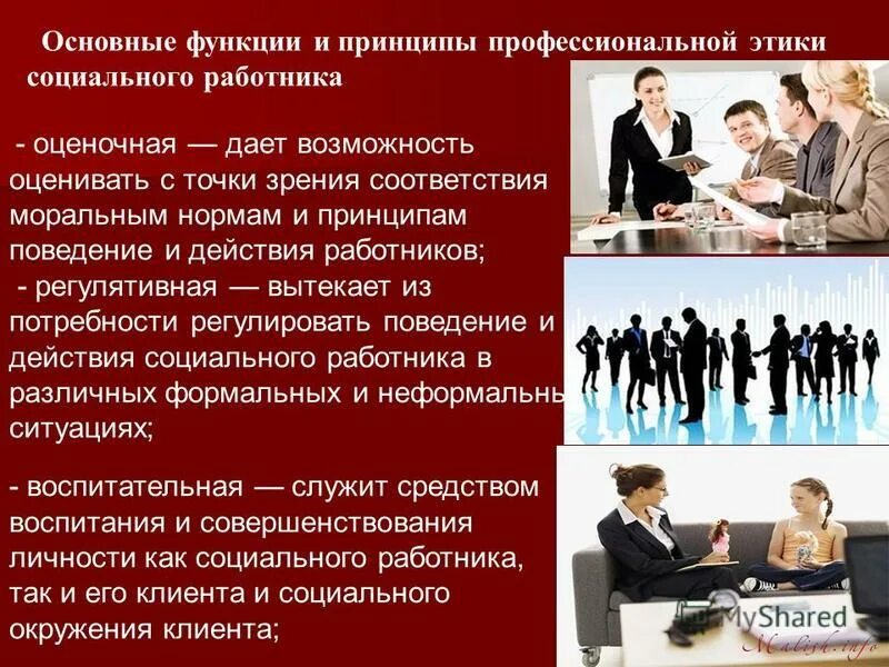 Социальный тип работника. Основные принципы профессиональной этики. социальная роль работника. основные нормы и принципы профессиональной этики. профессиональная этика социальной работы.