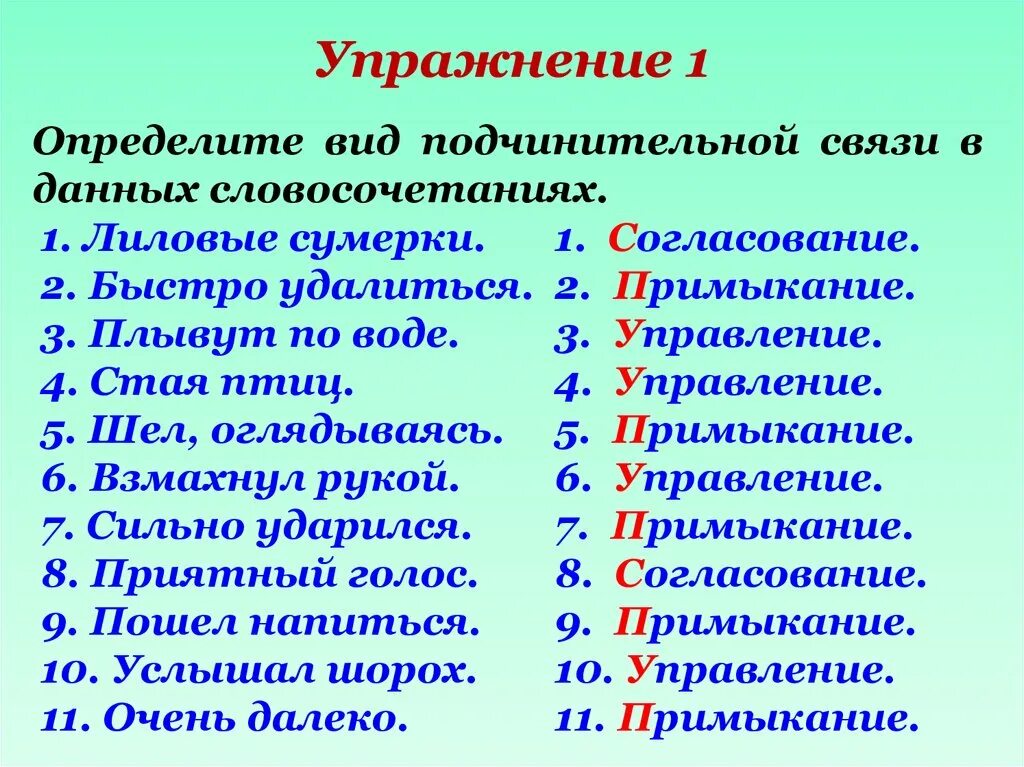 Определите. Виды связи в словосочетаниях упражнения. Типы словосочетаний упражнения. Определить вид словосочетания упражнение. Определить Тип словосочетания упражнение.